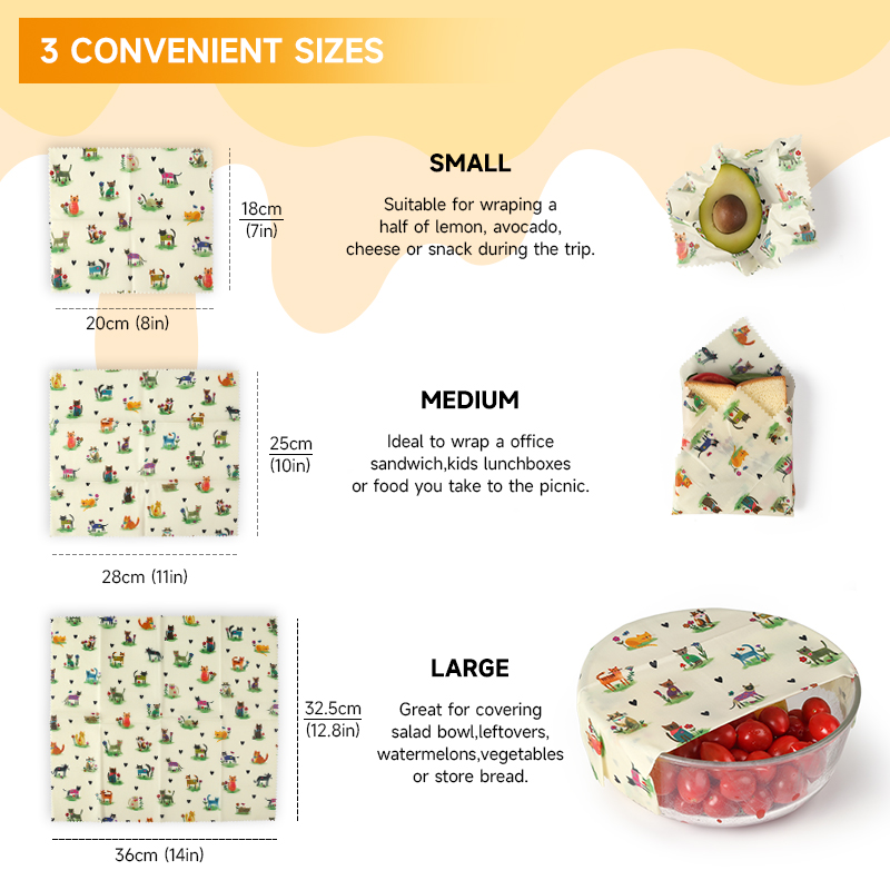 6 paquets (2S. 2M, 2L) Emballa - Beeswax Wrap Reusable avis et prix